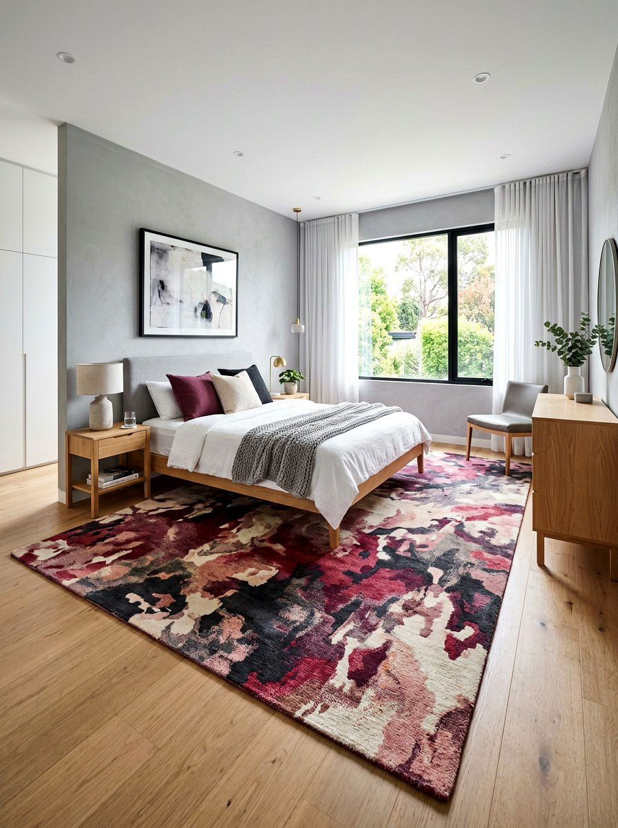 Mulberry Abstract Rugs - 30 mulberry bedroom decor ideas