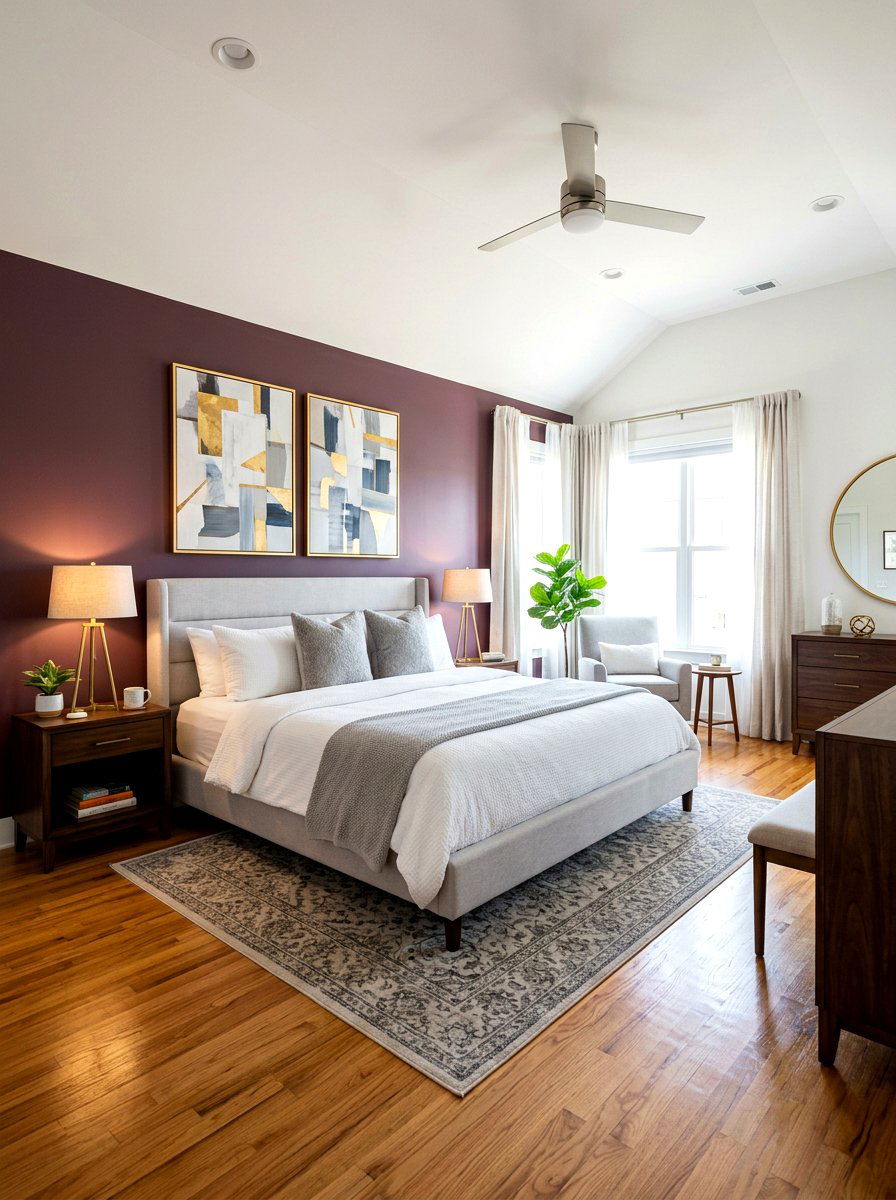 Mulberry Accent Wall - 30 mulberry bedroom decor ideas