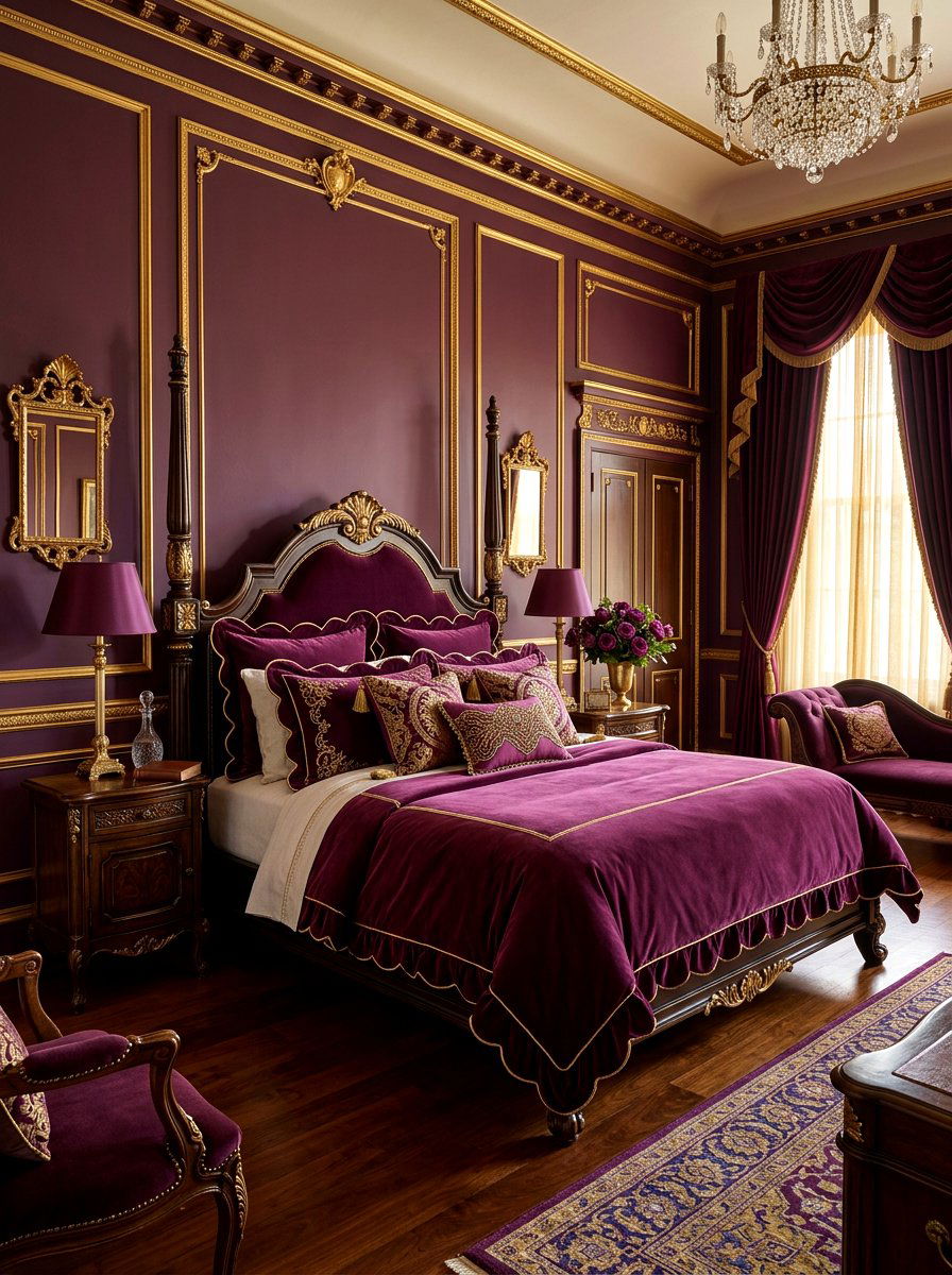 Mulberry Purple Scalloped Pillow Look - 30 scalloped pillow bedding ideas