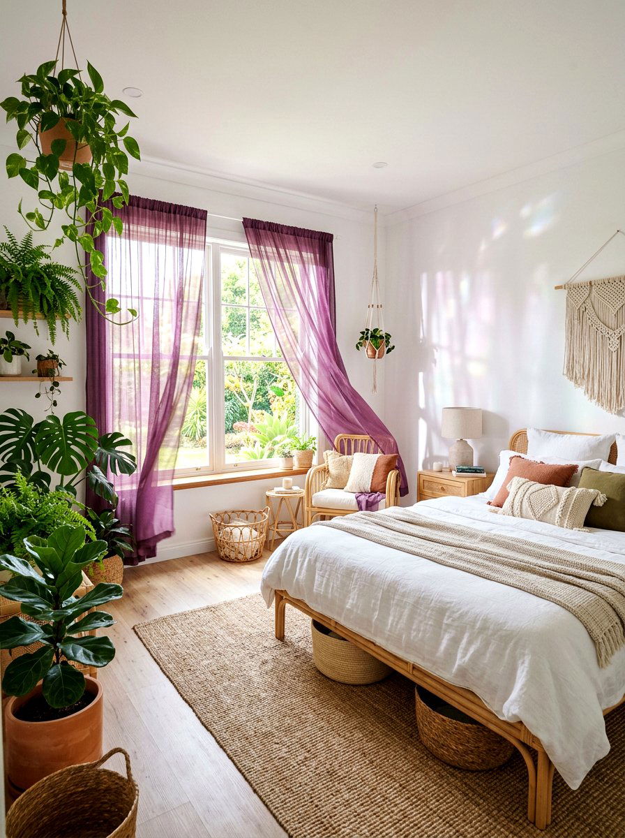 Mulberry Sheer Drapes - 30 mulberry bedroom decor ideas