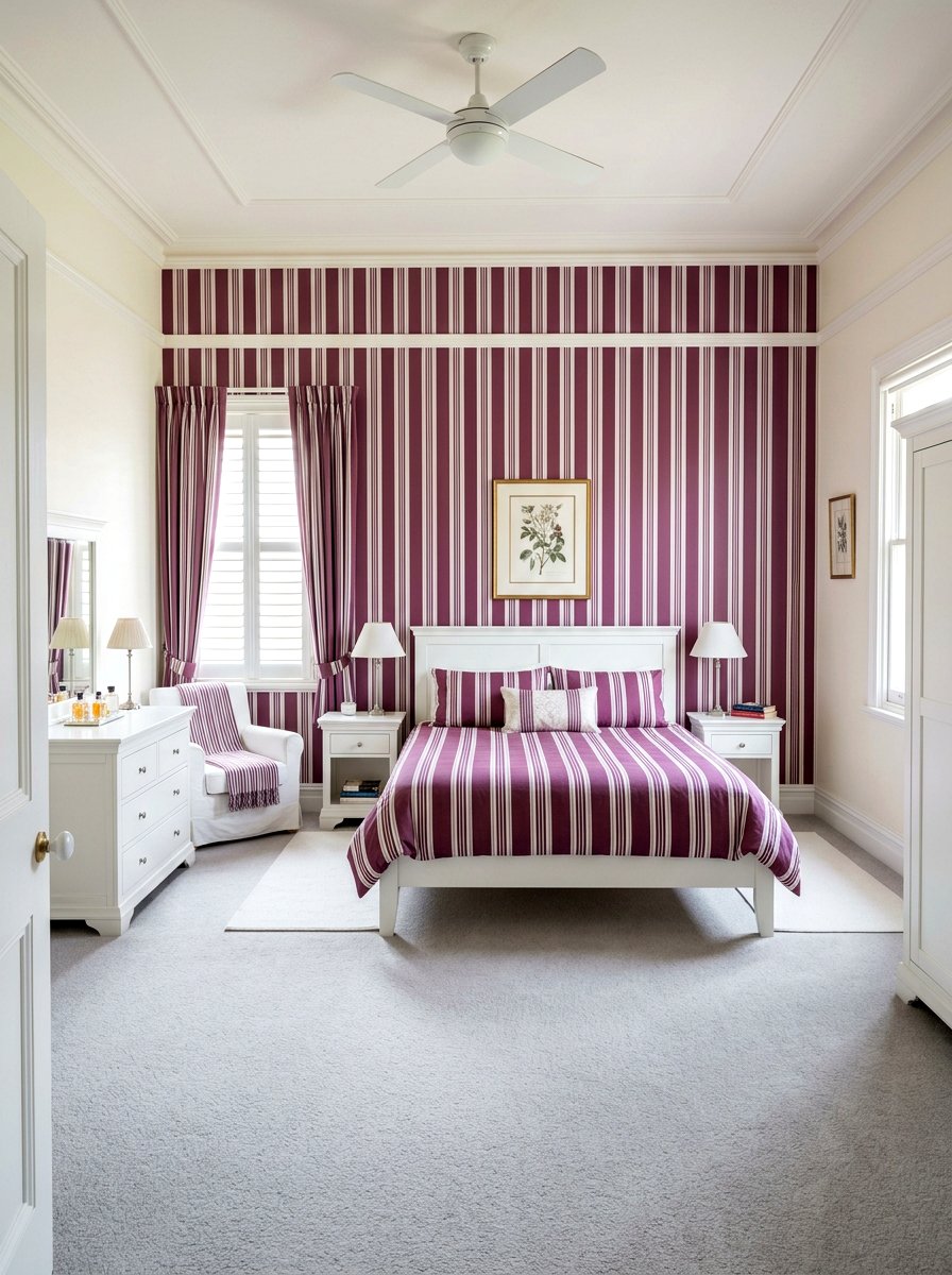 Mulberry Striped Patterns - 30 mulberry bedroom decor ideas
