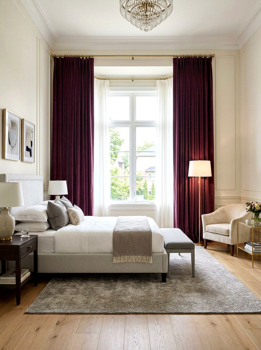 Mulberry Velvet Curtains - 30 mulberry bedroom decor ideas
