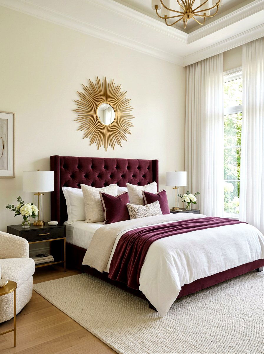 Mulberry Velvet Headboard - 30 mulberry bedroom decor ideas