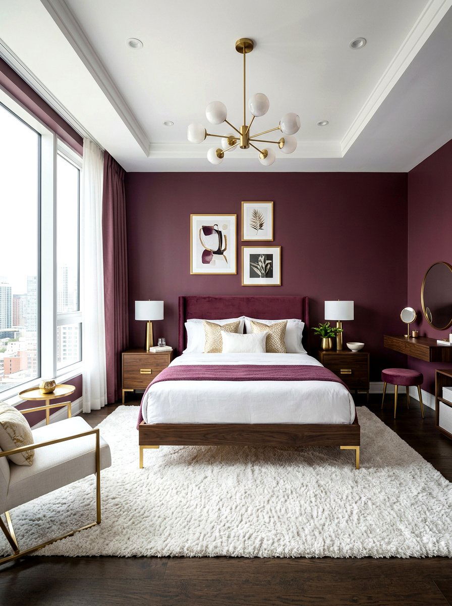 Mulberry and Gold Bedroom - 30 mulberry bedroom decor ideas