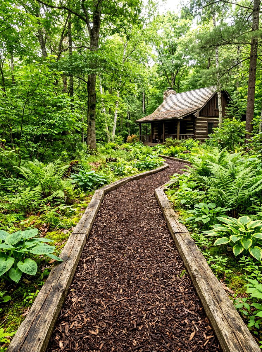 Mulch And Timber Path - 30 front yard walkway ideas