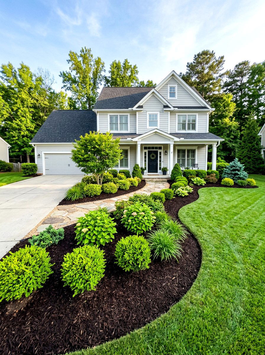 Mulch Bed - 30 asymmetrical front yard landscaping ideas