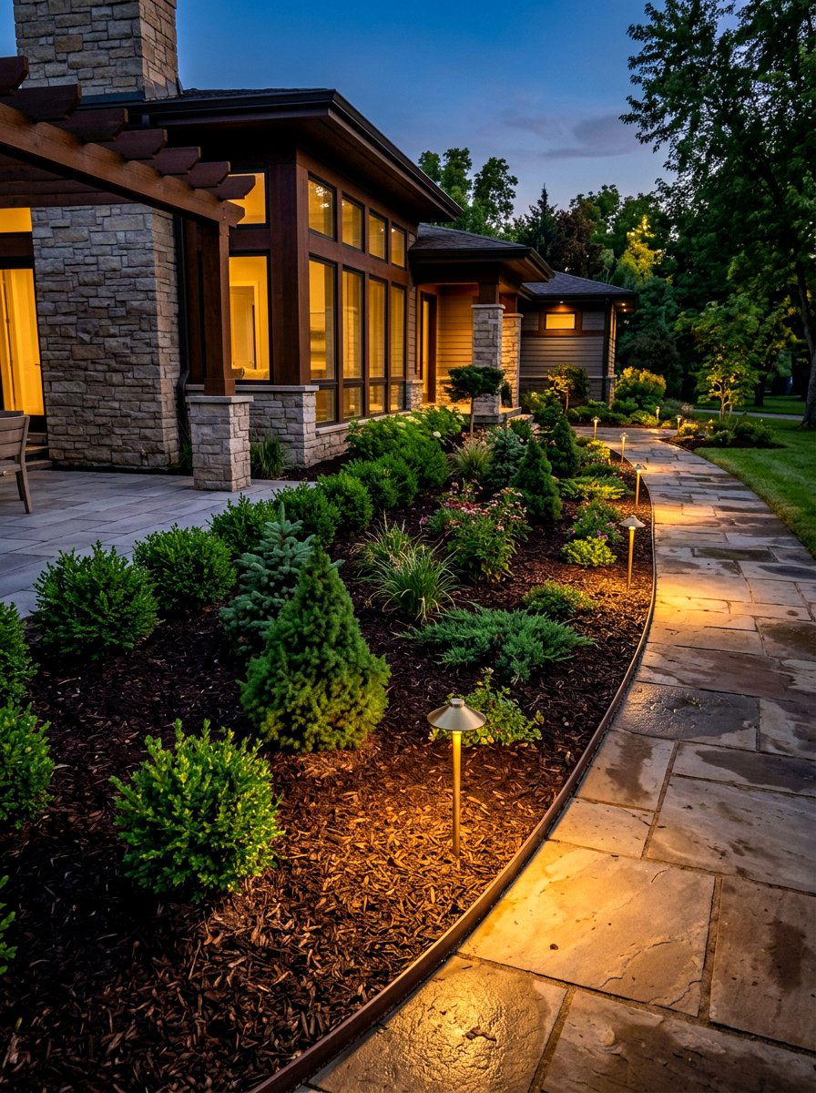 Mulched Garden Bed With Lights - 30 house side garden border ideas
