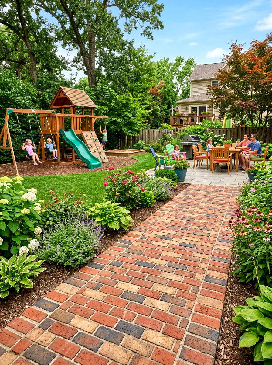 Multi Color Brick Path - 30 brick walkway ideas