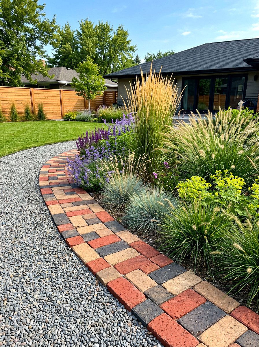 Multi Color Brick - 30 brick garden edging ideas