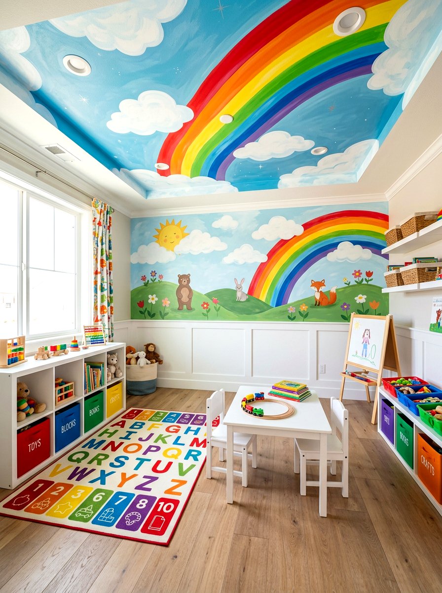 Multi Color Ceiling - 30 statement ceiling paint ideas