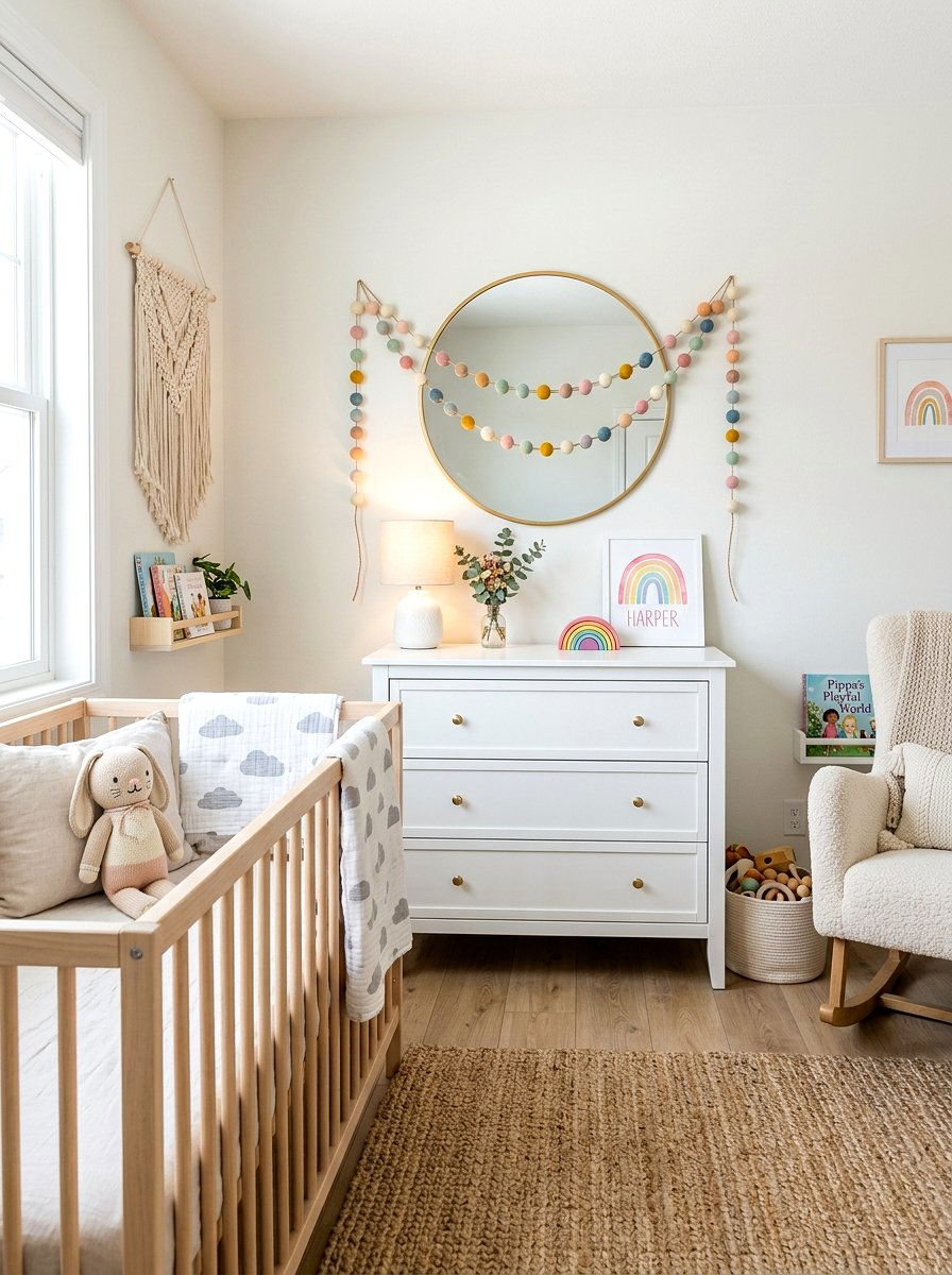 Multi Color Felt Ball Garland - 30 nursery wall decor ideas
