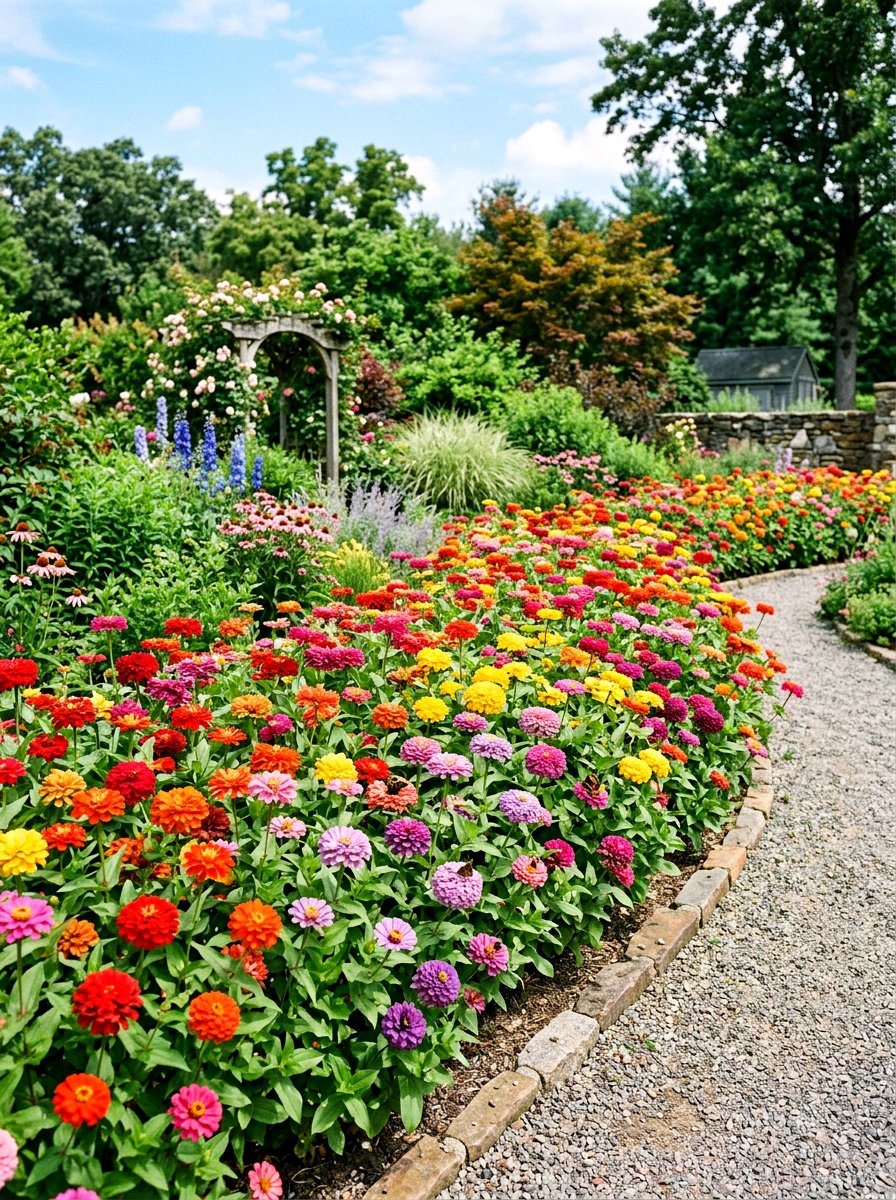 Multi Color Zinnia Flower Bed - 30 zinnia garden ideas