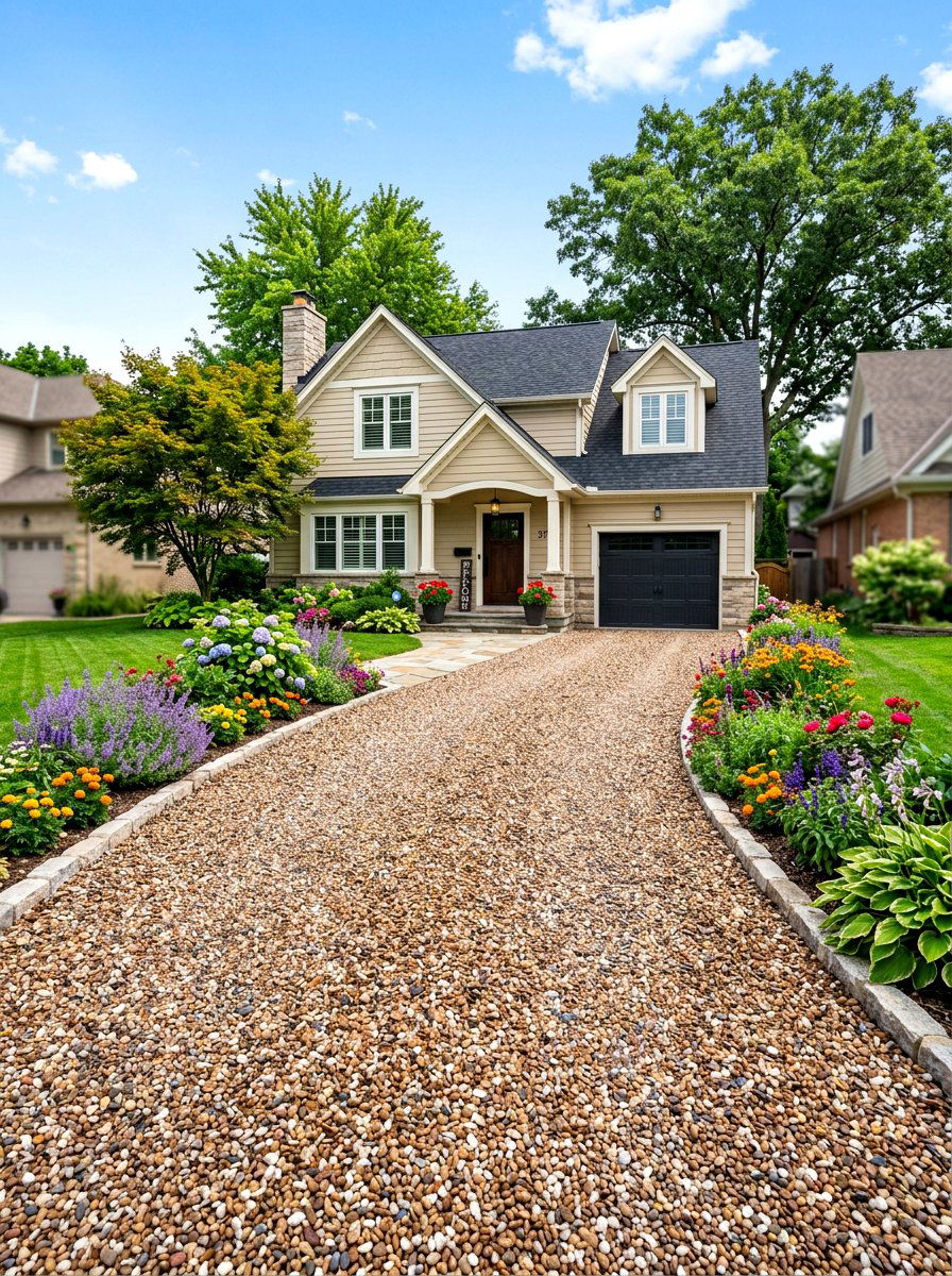 Multi Colored Gravel Driveway - 30 gravel driveway ideas