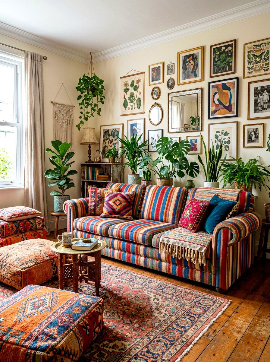 Multi Colored Stripe Sofa - 30 statement stripe sofa ideas