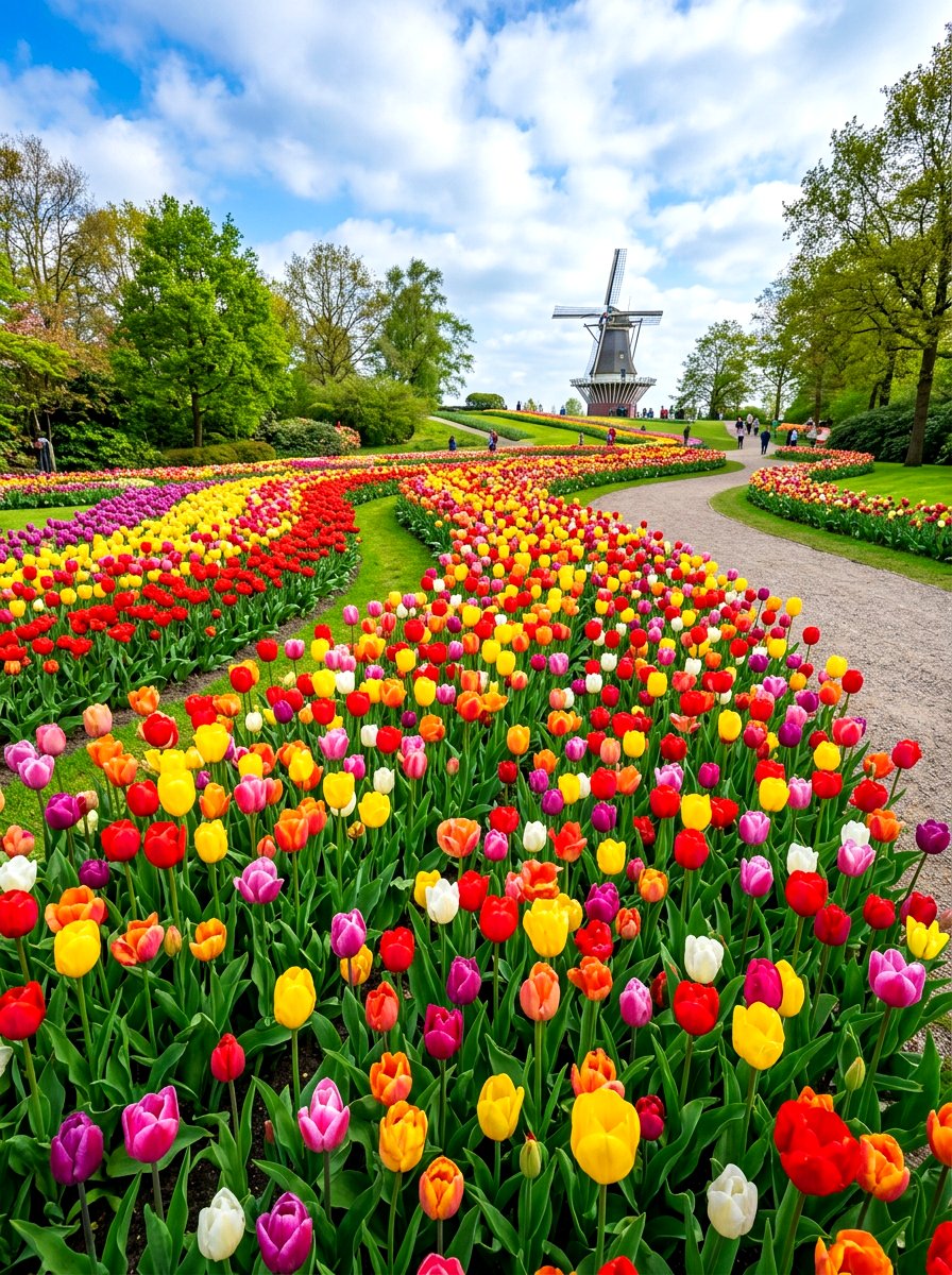 Multi Colored Tulip Bed - 30 tulip garden ideas