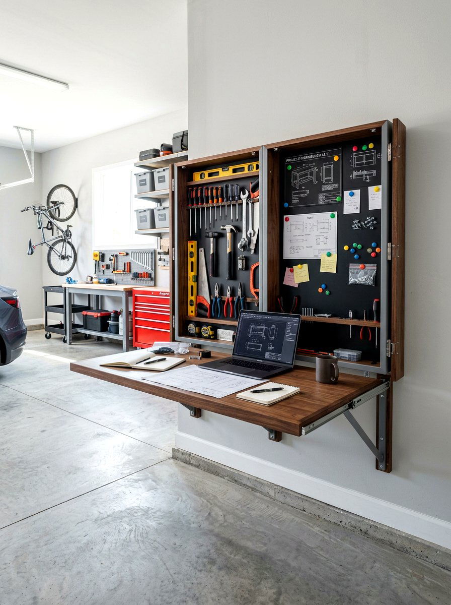 Multi Functional Folding Station - 30 garage workbench ideas