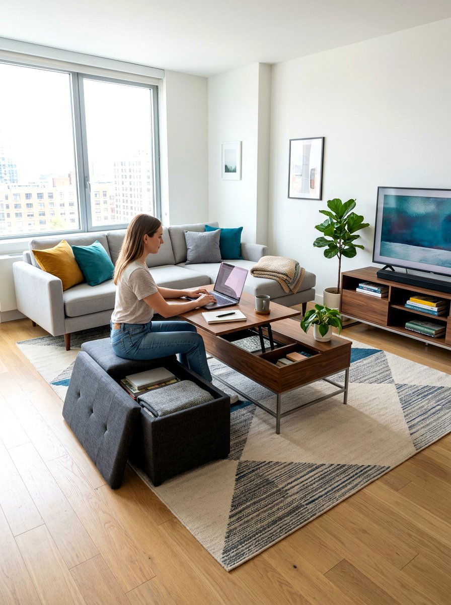 Multi Functional Furniture - 30 first apartment living room ideas