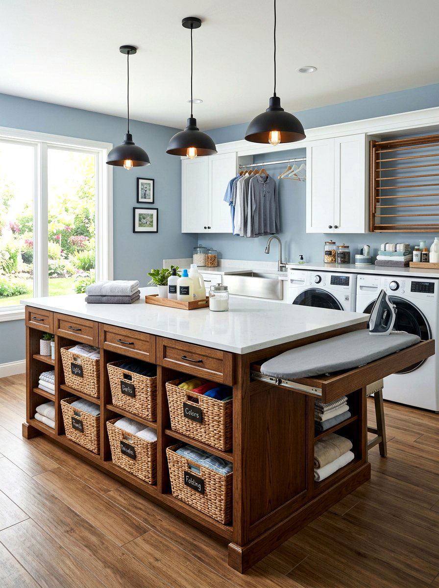 Multi Functional Laundry Island - 30 ironing station ideas