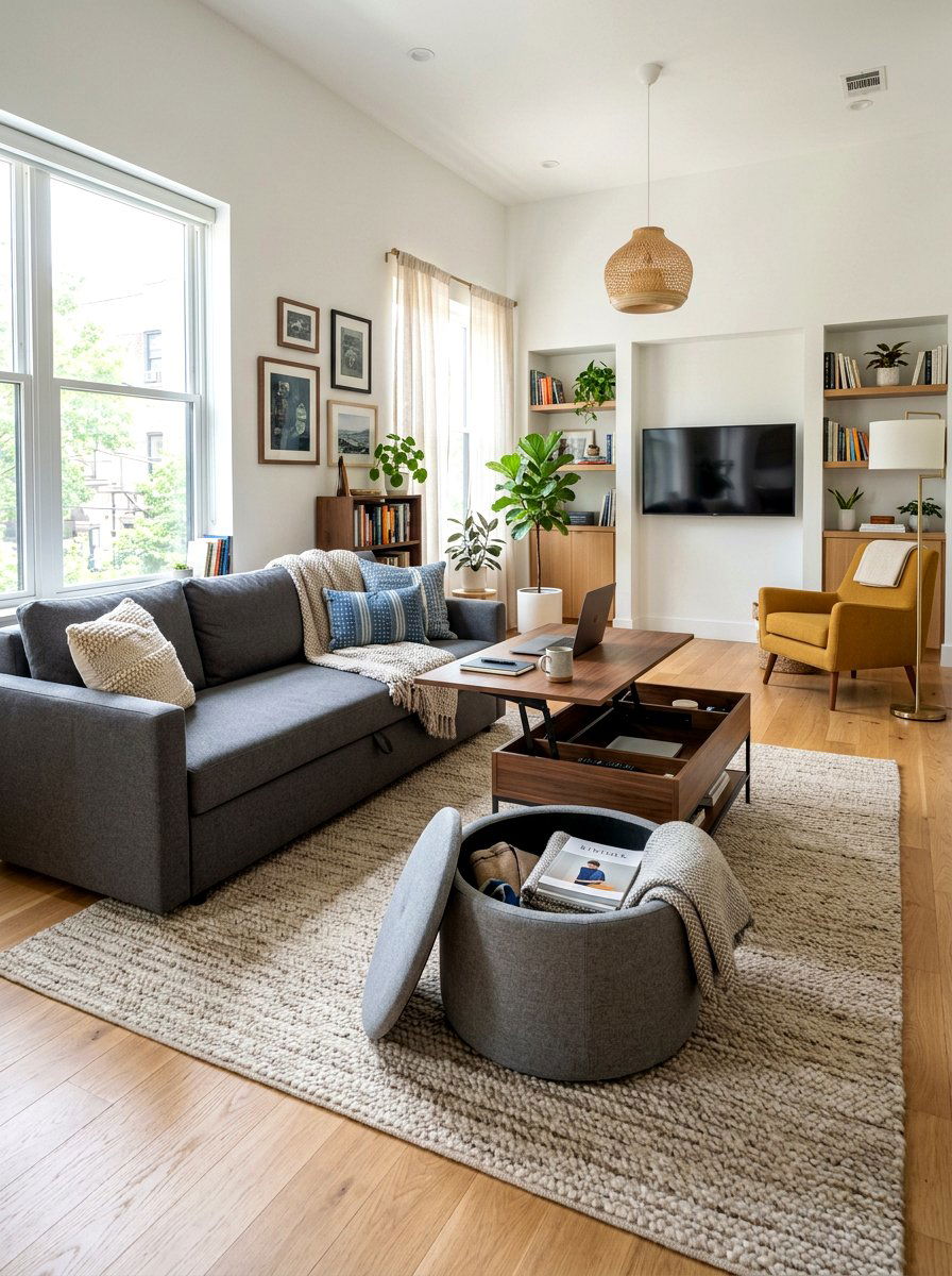 Multi Functional Living Room - 30 first apartment ideas