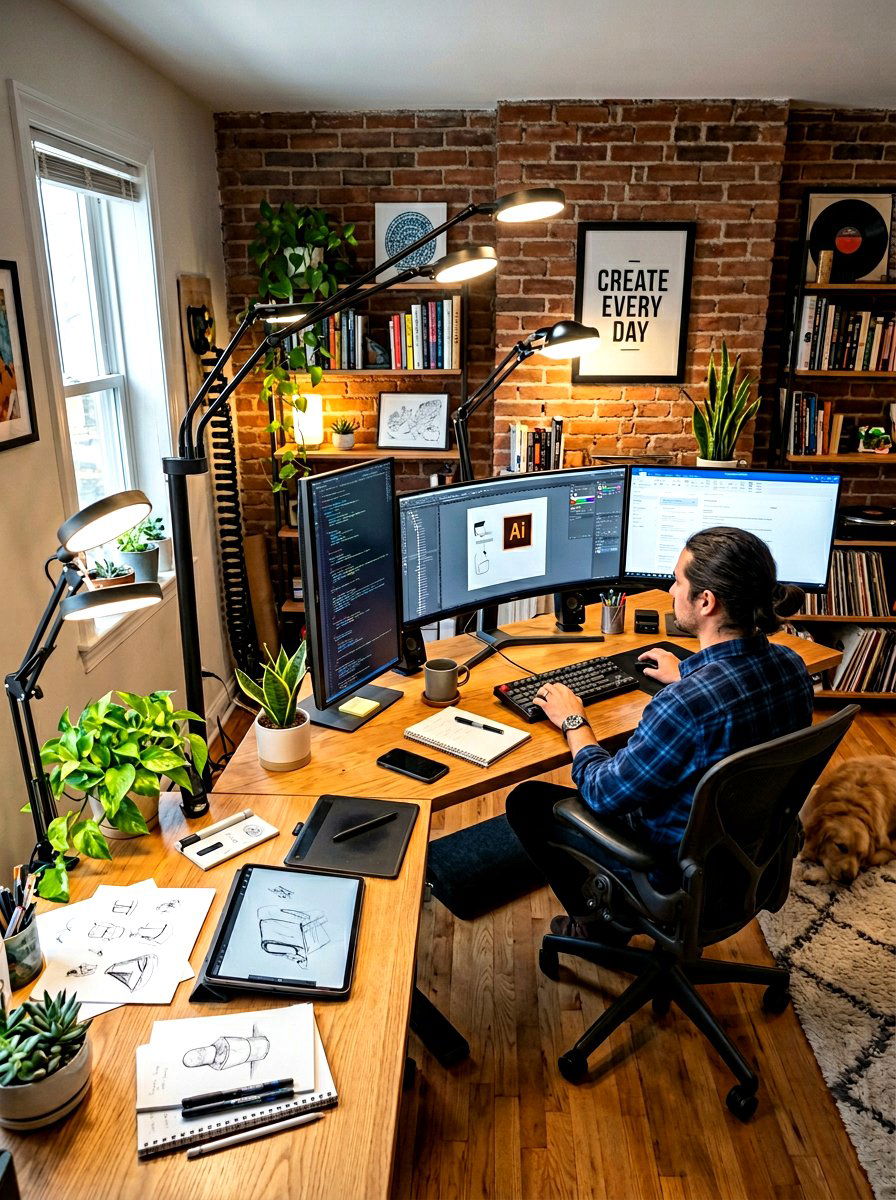 Multi Head Lamp - 30 home office lighting ideas