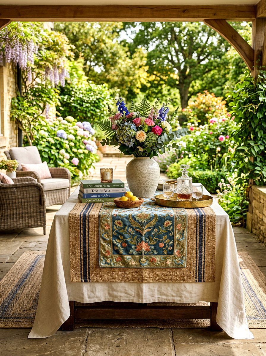Multi Layered Fabric Table - 30 porch skirted table ideas