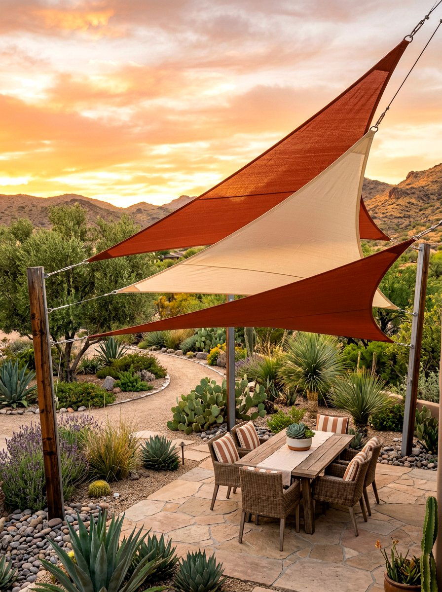 Multi Layered Triangle Shade Sail - 30 shade sail ideas