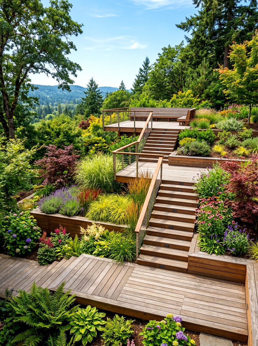 Multi Level Boardwalk - 30 boardwalk garden path ideas