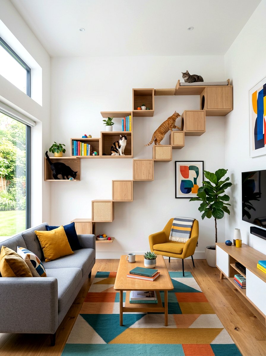 Multi Level Cat Wall Steps - 30 pet toy wall storage ideas