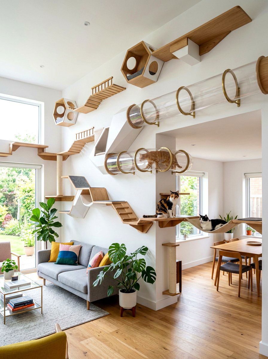 Multi Level Cat Wall - 30 viral pet room ideas