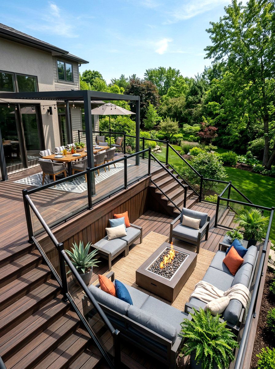 Multi Level Deck - 30 tiered backyard ideas