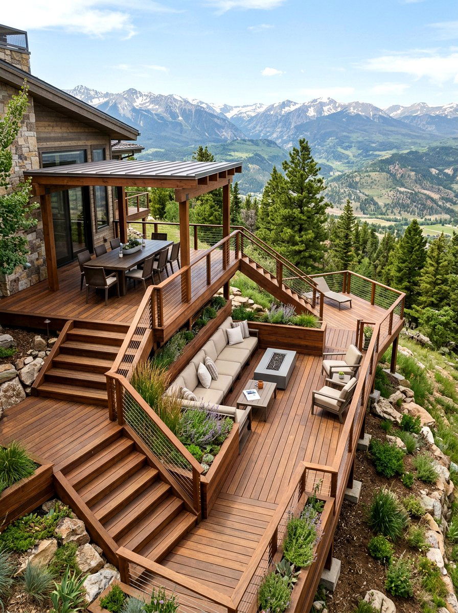Multi Level Deck - 30 chalet porch ideas