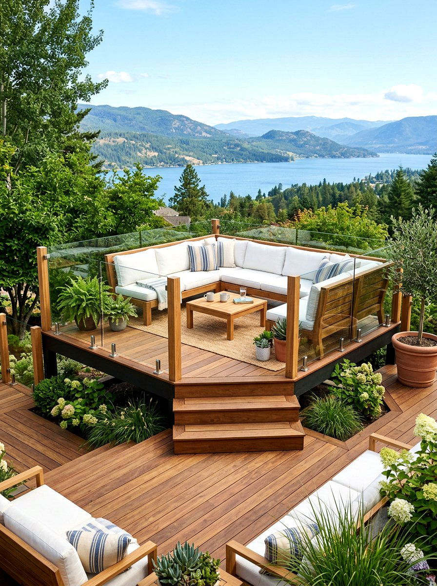 Multi Level Deck Corner Lounge - 30 deck corner seating ideas