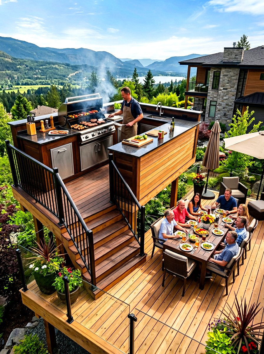 Multi Level Deck Grill - 30 deck grill station ideas