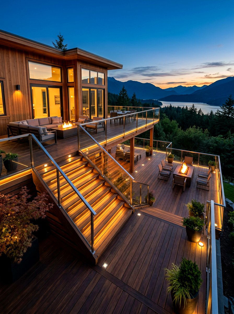 Multi Level Deck Lighting - 30 bistro lights patio ideas