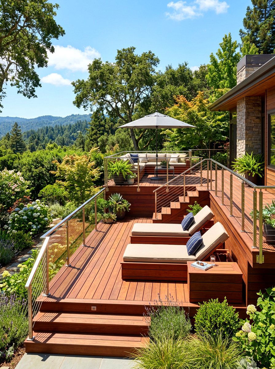 Multi Level Deck Lounger - 30 built in sunbed patio ideas