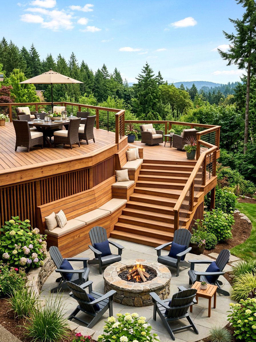 Multi Level Deck Seating - 30 deck built in seating ideas