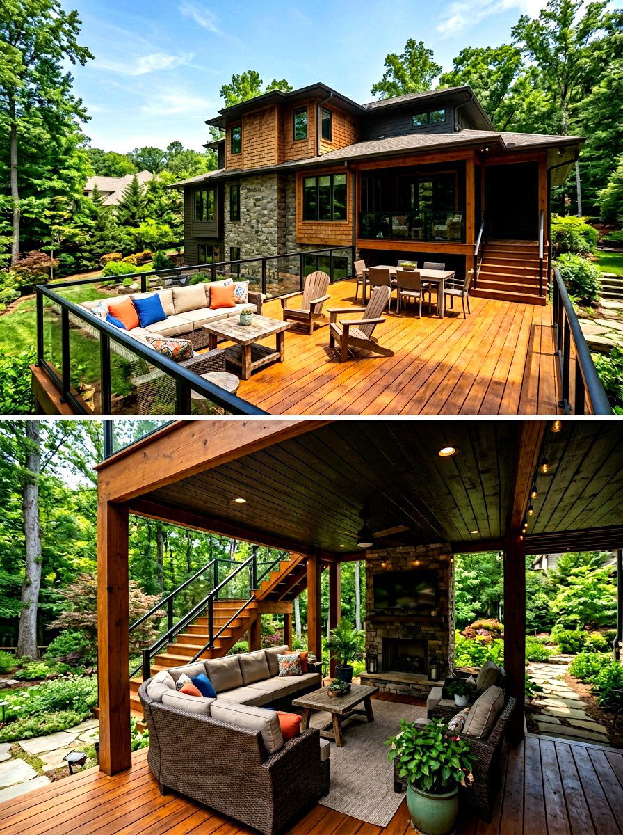 Multi Level Deck With Covered Lower Level - 30 multi level deck ideas