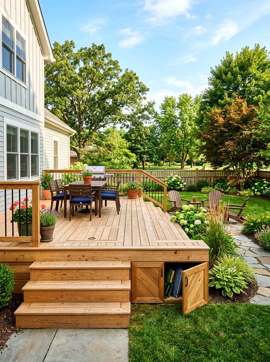 Multi Level Deck With Hidden Storage - 30 multi level deck ideas