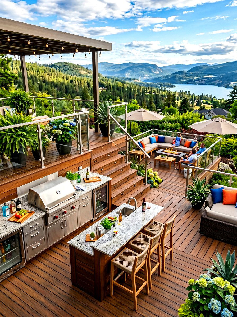 Multi Level Deck With Outdoor Kitchen - 30 multi level deck ideas