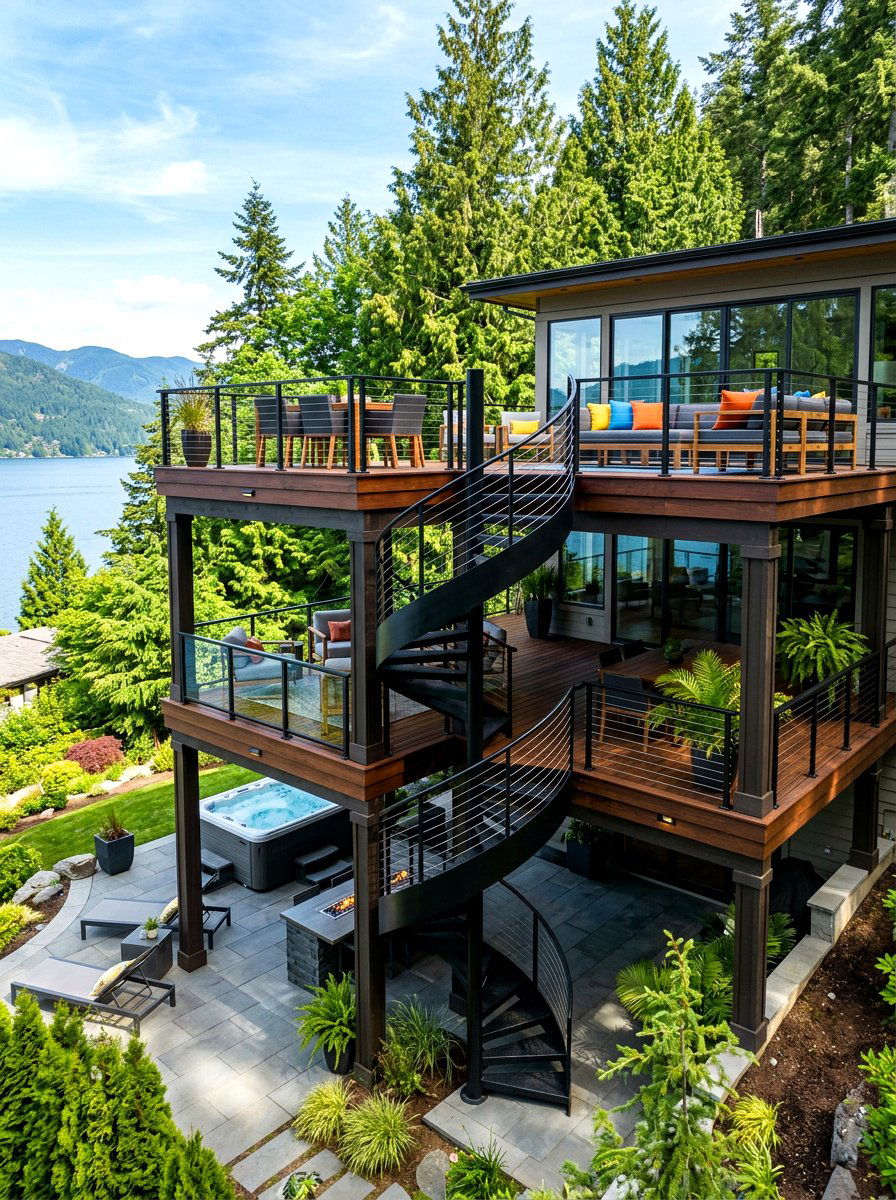 Multi Level Deck With Spiral Staircase - 30 multi level deck ideas