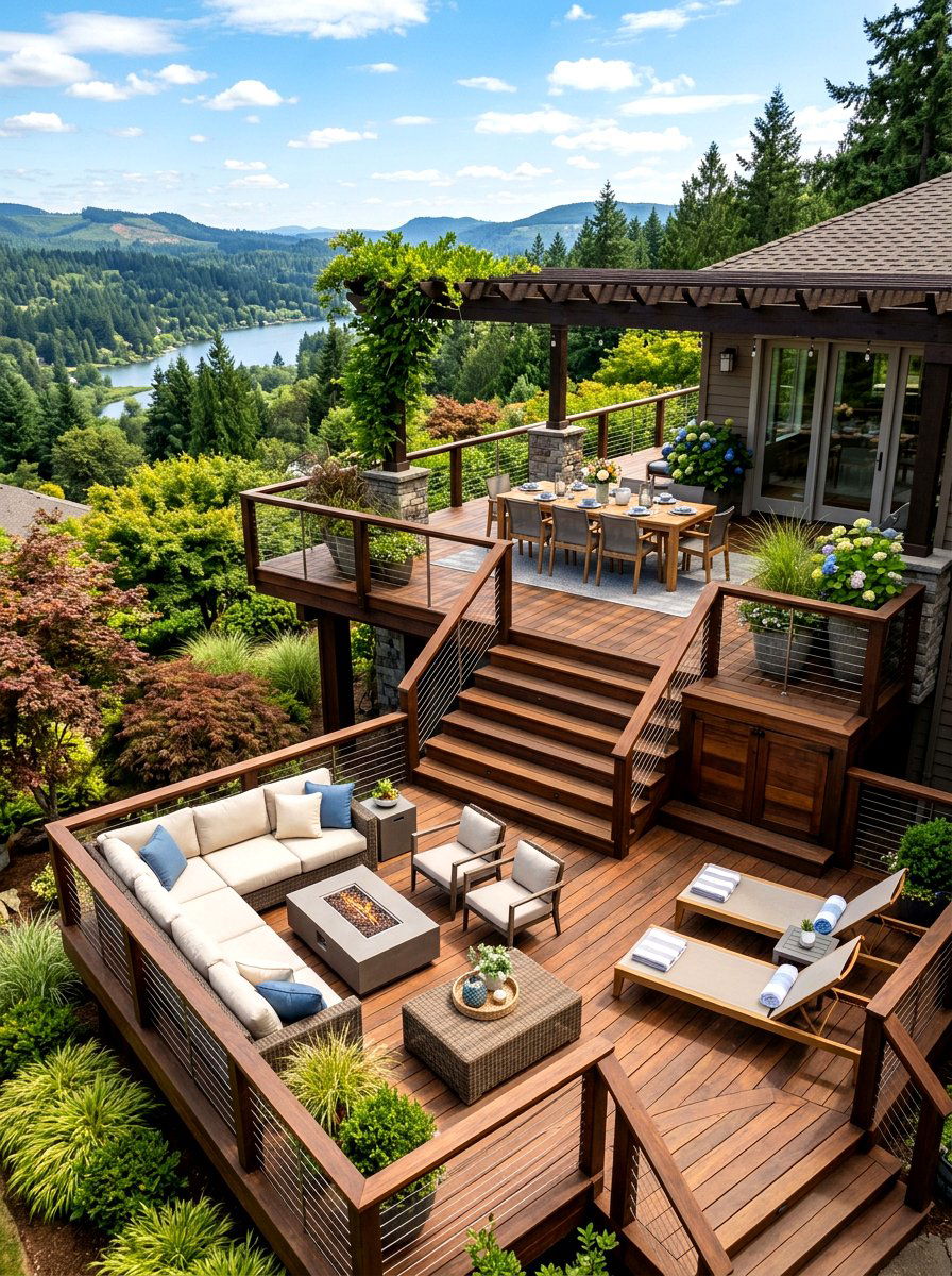 Multi Level Deck Zones - 30 outdoor furniture arrangement ideas