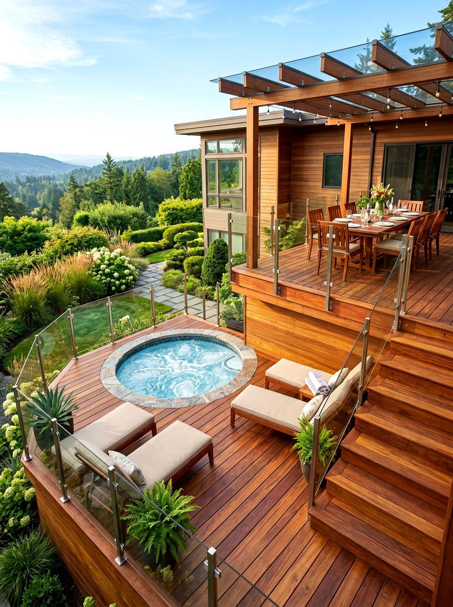 Multi Level Decking - 30 no grass backyard luxury ideas