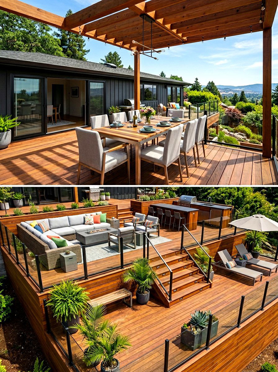 Multi Level Entertaining Deck - 30 deck decorating ideas