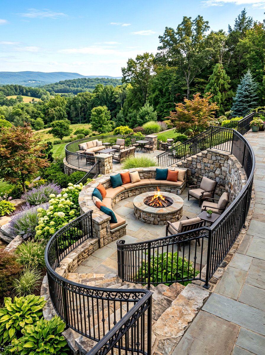 Multi Level Fire Pit Terrace - 30 fire pit landscaping ideas
