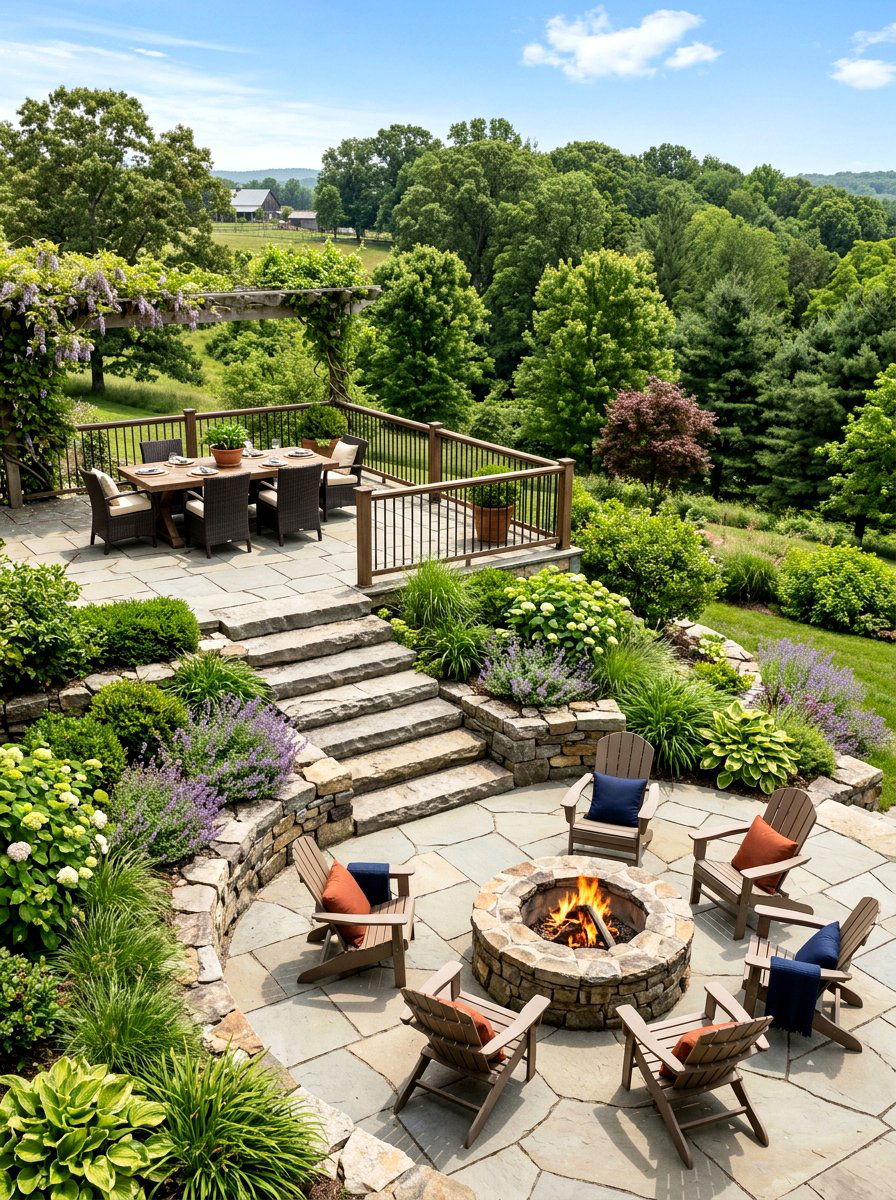 Multi Level Flagstone Deck - 30 flagstone patio ideas