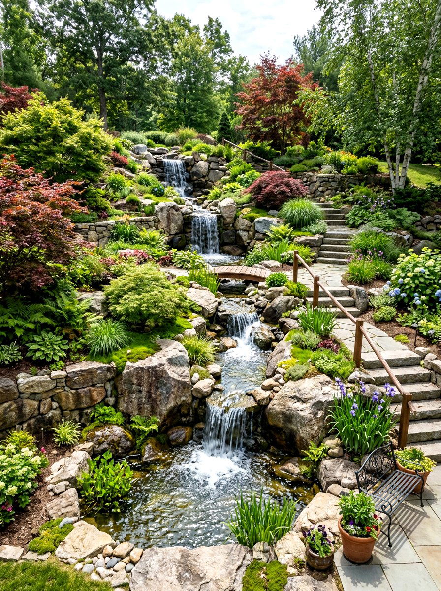 Multi Level Garden Stream - 30 stream garden ideas