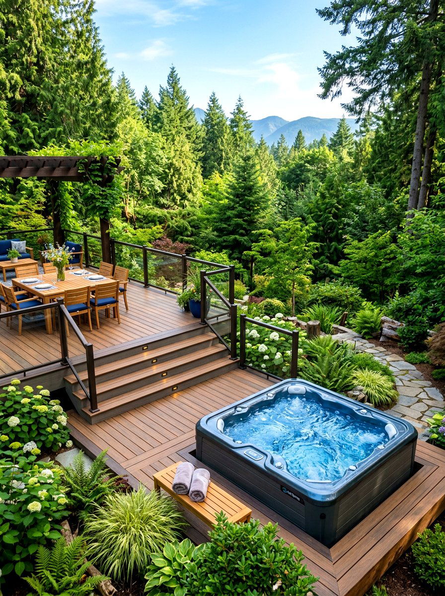 Multi Level Hot Tub Deck - 30 hot tub deck ideas