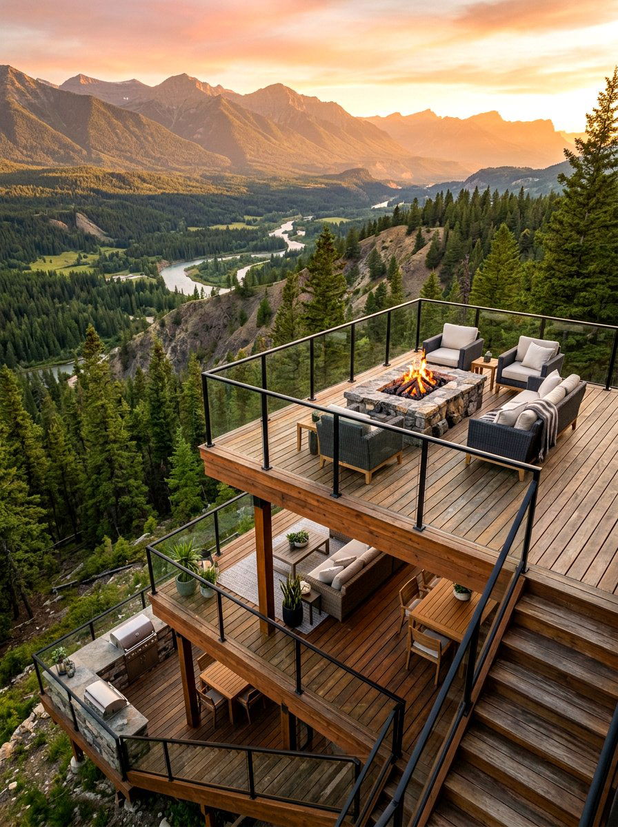 Multi Level Mountain Deck - 30 mountain house exterior ideas