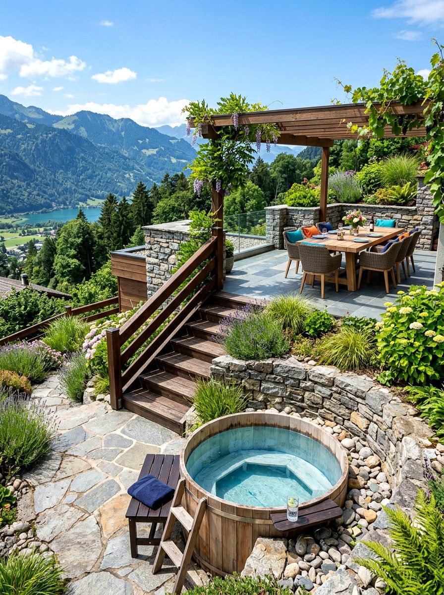 Multi Level Patio Cold Plunge - 30 cold plunge patio ideas