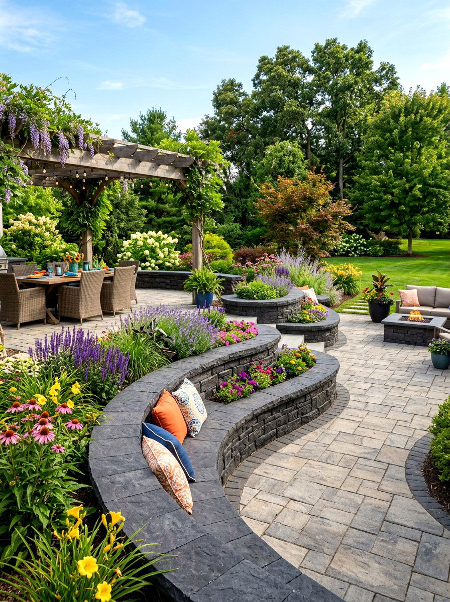 Multi Level Paver Seat Wall - 30 seat wall ideas